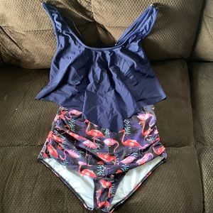 Dark blue two piece bathing suit